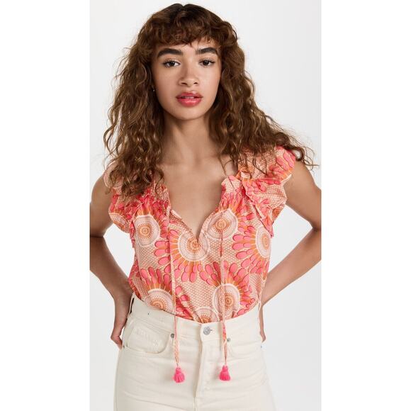 FIGUE Gianna Off-The-Shoulder Tassel Tie Blouse Top Bergdorf Goodman S NWT $325 - Picture 12 of 13